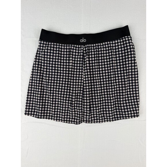 ALO Yoga Dresses & Skirts - Alo Womens Athletic Gingham Black Short Skirt Polyester Small